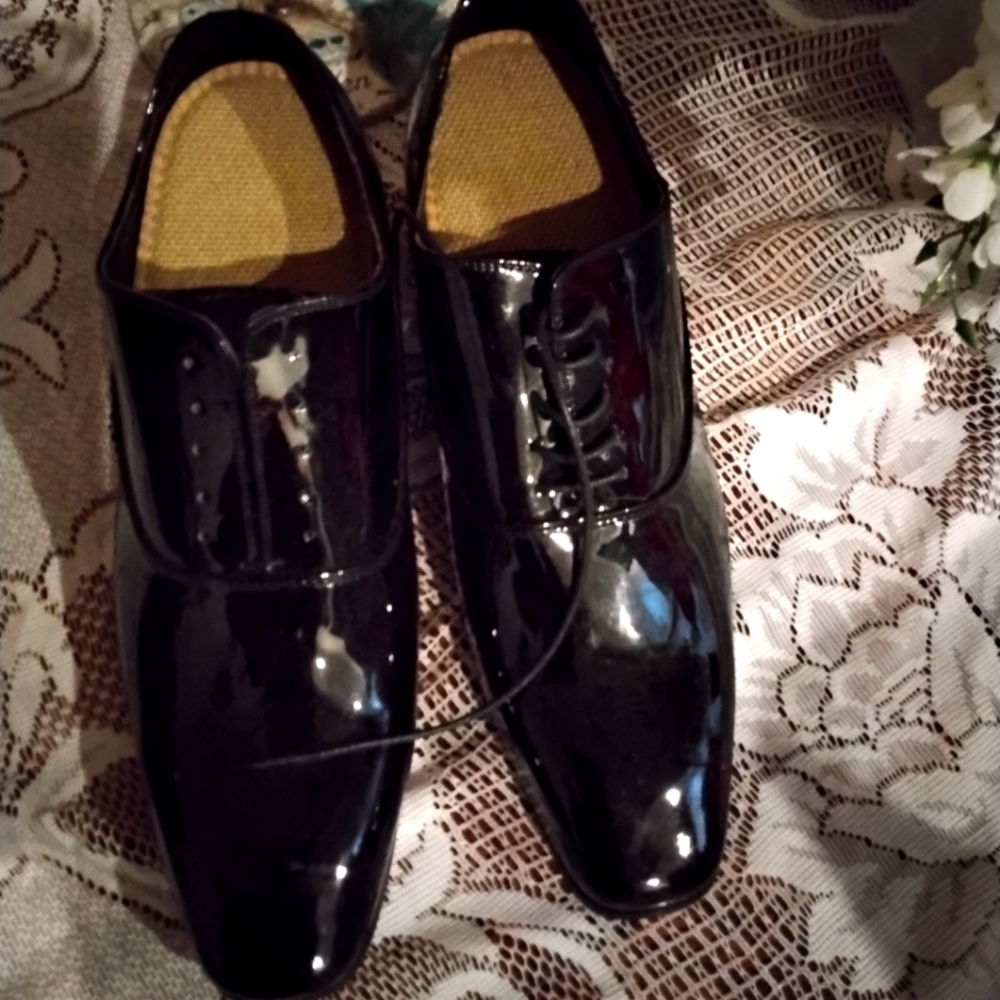 TOTO Men's Invisible Elevator Shoes - Black Patent Leather Lace Up Formal Oxford